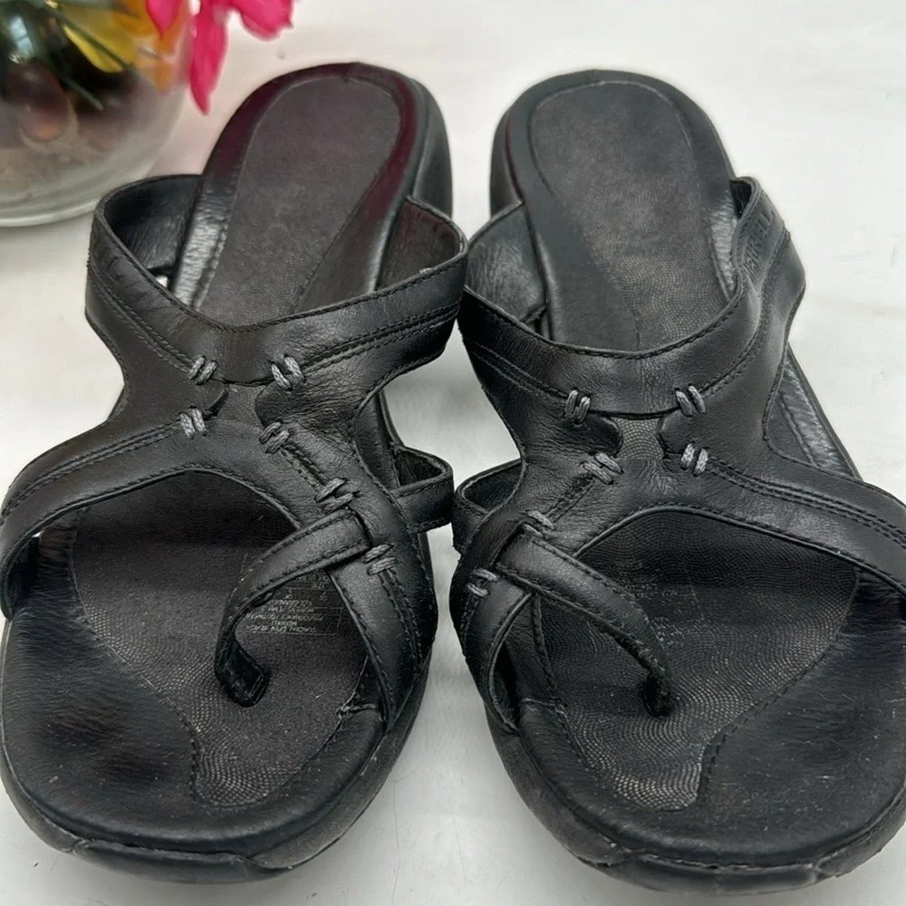 Merrell Sundial Spin Black Leather Sandal Size 7 MR5095